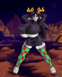 anthro antlers bluesky_link boobs_focus breasts cosplay costume crossover deer deer_ears deer_girl deer_tail deltarune digital_media_(artwork) female female_only furry furry_female homestuck long_hair noelle_holiday snao snout suggestive suggestive_look troll_(homestuck) undertale_(series)