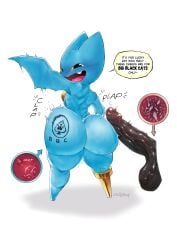 absurd_res adorabat anthro ass balls bat big_balls big_butt big_penis black_eyes blacked_(kink) blue_body blush butt_tattoo cartoon_network clapping domestic_cat duo english_text felid feline felis female fertility_analysis genitals hi_res huge_balls huge_cock interspecies male male/female mammal mao_mao:_heroes_of_pure_heart multiple_ova nubile ovulating ovum pegleg penis queen_of_spades_symbol raceplay raceplay_tattoo ruddyrzaq sheriff_mao_mao_mao signature solo sperm_cell tattoo text virile yellow_sclera young_(lore)
