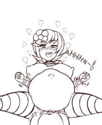 1girls ahe_gao big_breasts color_request cum cum_belly cum_in_pussy cum_inflation cum_inside female flower heart heart-shaped_pupils horny_female huge_belly humanoid jenny_belle_(slipperyt) mastercoreex minecraft original_character ready_to_pop shirt_up sketch stockings tagme text tongue_out