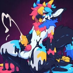 ai_generated anthro cock cum cumshot dragon fluffy furry goo goo_creature goo_transformation gooning hypai masturbating masturbation mind_break mind_broken mind_control multicolored_body multicolored_fur orgasm paws penis pleasure pleasured solo stroking stroking_cock stroking_penis transformation