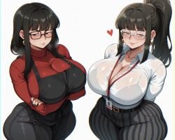 2025 2girls aged_up ai_generated apron arms_behind_back big_breasts black_eyes black_hair blush child_bearing_hips cleavage crossed_arms earrings el_memc female female_only glasses grey_eyes horny horny_female huge_breasts hyper_breasts imminent_sex looking_at_viewer looking_pleasured looking_up melina_(memch0) memch0 milf mommy musk musk_clouds oc original original_character ponytail see-through see-through_clothing sister sisters sweat sweatdrop sweating sweaty teacher teacher_outfit thick_thighs thunder_thighs tight_clothing zoe_(memch0)