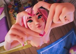 1female 1girls 2026 3d areola areolae arms_raised arms_up bedroom blue_eyes breasts colored_nails completely_naked completely_naked_female completely_nude completely_nude_female epic_games esme_(fortnite) eyeshadow face_markings female female_only fortnite fortnite:_battle_royale fully_naked fully_naked_female fully_nude fully_nude_female hands_above_head heart heart-shaped_pupils heart_gesture light-skinned_female light_skin light_skinned_female lipstick looking_at_viewer looking_up looking_up_at_viewer makeup nail_polish naked naked_female nipples nude nude_female painted_nails pink_hair pink_hair_female pink_lipstick pink_nail_polish pink_nails rympha3d solo solo_female standing twintails twintails_(hairstyle)
