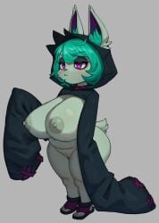 1girls animal_ears areola areolae big_breasts blush breasts bunny_ears bunny_girl bunny_tail chubby chubby_female female female_only flowerpigeon73 green_hair grey_background huge_boobs huge_breasts lagomorph league_of_legends nipples partially_clothed purple_hair pussy rabbit_ears rabbit_girl riot_games short_hair shortstack simple_background slightly_chubby solo solo_female standing thick_thighs thighs vex_(league_of_legends) yordle