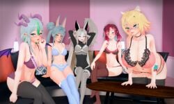 bipsygg bra dya_rikku_(vtuber) froot indie_virtual_youtuber jumngee jungee lingerie obkatiekat saiiren stockings virtual_youtuber vtuber vyugen