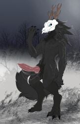 2_horns 3_toes 4_fingers absurd_res american_mythology anatomically_correct anatomically_correct_genitalia anatomically_correct_penis animal_genitalia animal_penis anthro antlers arm_tuft ass athletic athletic_male ball_tuft balls biceps big_balls big_knot big_penis big_tail biped black_balls black_body black_claws black_fur black_genitals black_hair black_pawpads black_sclera black_sheath blue_eyes bodily_fluids body_hair bone bone_mask brown_horn canid canine canine_genitalia canine_penis canis chest_hair chest_tuft claws crotch_tuft cum cum_drip cum_string deer detailed detailed_background digital_drawing_(artwork) digital_media_(artwork) digitigrade dripping elbow_tuft erection excessive_genital_fluids excessive_precum fangs feet finger_claws fingers fluffy fluffy_chest fluffy_tail forest full-length_portrait fur genital_fluids genitals glistening glistening_genitalia glistening_penis glowing glowing_eyes hair happy_trail hi_res horn huge_cock hybrid indigenous_north_american_mythology knot knotted_penis leaking leaking_precum leg_tuft light long_tail looking_at_viewer male male_anthro mammal mane mane_hair mask monotone_body monotone_fur monster moonlight mouth_closed muscular muscular_anthro muscular_male mythology nature nature_background neck_tuft night north_american_mythology nude nude_anthro nude_male outside pawpads paws pecs penis pink_genitals pink_penis plant portrait pose precum precum_drip precum_on_penis precum_string presenting presenting_penis pubes raised_arm red_genitals red_penis saggy_balls sheath shoulder_tuft simple_background skull skull_head skull_mask slim smile snow solo standing susono tail teeth three-quarter_view toe_claws toes tree tuft vein veiny_penis wendigo white_eyes winter wolf