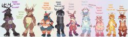 absurd_res ambiguous_gender anthro antlers big_breasts big_penis blitzen breasts chest_tuft cloven_hooves comet_(reindeer) cupid dancer_(reindeer) dasher deer ear_piercing ears_down english_text female genitals group herm hi_res hooves horn huge_breasts intersex large_group larger_female lineup male mammal multicolored_body muscular new_world_deer nipple_piercing nipples orange_body penis piercing pink_body pink_breasts pivoted_ears prancer pronouns purple_nipples reindeer rudolph_the_red-nosed_reindeer scar size_difference slim smaller_female smaller_male text theredlace thick_thighs tuft vixen_(reindeer) vulva yellow_body