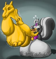 absurd_res after_vore anthro balls big_balls big_penis bodily_fluids bone bone_disposal bulge churning cock_vore cum cum_inside duo feral generation_1_pokemon genital_fluids genitals hi_res huge_balls huge_cock hyper hyper_balls hyper_genitalia hyper_penis hyper_sex knot male male/male mammal mephitid muscular nintendo nipples nude pecs penile penis pikachu pokemon pokemon_(species) sex skunk tongue vein vore wolfgerlion64 xavier_(skunkx)