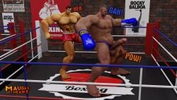 arm_hair bald bald_male bald_man ballbusting balls balls_kick barefoot beard beard_stubble body_hair boxing boxing_gloves boxing_ring chest_hair feet feet_fetish feet_on_balls fernando_(paladins) foot_fetish gay gay_male grunt grunting grunting_male kick kick_in_the_balls kick_in_the_crotch kicking kicking_balls kicking_crotch leg_hair male male/male males_only maugas_left_heart muscular muscular_male original_character original_characters pained_expression pained_expression_male penis_sticking_out skimpy_underwear smug smug_expression smug_eyes smug_face smug_grin smug_smile stubble tattoo testicles testicular_assault text