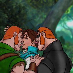 3boys bara bare_arm brothers brown_hair cdpetee closed_eyes daddy disney disney_prince embrace eugene_fitzherbert eye_patch facial_hair facial_scar flynn_rider gay ginger_hair goatee hand_on_shoulder imminent_orgy imminent_sex kissing long_sideburns male male_only overcoat patchy patchy_(tangled) patchy_stabbington sideburns sideburns_(tangled) sideburns_stabbington size_difference sleeveless_shirt stabbington_brothers tangled tongue_in_ear tongue_kiss tongue_out torn_sleeve twins wristwear yaoi