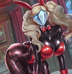 1girls after_transformation ai ai_assisted ai_generated ann_takamaki atlus bare_shoulders black-skinned_female black_skin blonde_female blonde_hair bowtie brainwashed brainwashing breasts breasts_focus bunny_costume bunny_ears bunny_ears_headband bunny_girl bunny_waitress bunnygirl bunnysuit clothed clothed_female clothing edited_art edited_by_uploader enemy_conversion female female_only fishnet_legwear fishnet_stockings fishnets happy hypnosis large_ass large_breasts latex leotard mask masked masked_female mind_control persona persona_5 persona_5_royal platinum_blonde_hair post-transformation red_bowtie red_bunny_ears red_bunnysuit red_fishnets red_leotard seductive shadow_(persona) shadow_waitress solo solo_female sungodmanga thick_ass thick_thighs transformation twintails waitress wide_hips