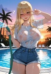 1girls ai_generated big_ass big_breasts big_butt big_thighs blonde_hair brown_eyes curvy fairy_tail hot huge_ass huge_breasts huge_butt huge_thighs looking_at_viewer lucy_heartfilia miyuai pool sexy sexy_body shorts solo thick thick_ass thick_body thick_butt thick_legs thick_thighs wet_clothes wet_clothing wet_shirt yellow_hair