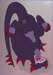 absurd_res almost_fully_inside anal anal_fluids anal_juice_drip anal_juice_on_butt anal_juice_on_finger anal_juice_on_hand anal_juice_string anal_vore anthro anthro_pred anus balls bodily_fluids body_in_anus devourer_(razor_koopa) dragon dripping fangs feet genitals goo_creature goo_dragon goo_drip hi_res hindpaw horn jayfri knot knotted_penis larger_anthro larger_male larger_pred male male_pred male_prey mammal mouth_shot muscular muscular_anthro muscular_male mythological_creature mythological_scalie mythology open_mouth paws penis perineum procyonid purple_anus purple_body purple_flesh purple_penis purple_perineum purple_tongue raccoon red_eyes scalie sharp_teeth size_difference slime soft_vore spiked_tail spikes spikes_(anatomy) spread_anus spreading stomach_bulge tail teeth tongue tongue_out unwilling_prey uvula vore willing_pred