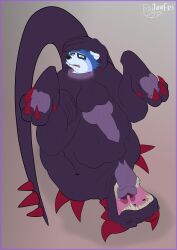 absurd_res almost_fully_inside anal anal_fluids anal_vore anthro anthro_pred anus balls bodily_fluids body_in_anus devourer_(razor_koopa) dragon dripping fangs feet genitals goo_creature goo_dragon goo_drip hi_res hindpaw horn jayfri knot knotted_penis larger_anthro larger_male larger_pred male male_pred male_prey mammal mouth_shot muscular muscular_anthro muscular_male mythological_creature mythological_scalie mythology open_mouth paws penis perineum procyonid purple_anus purple_body purple_flesh purple_penis purple_perineum purple_tongue raccoon red_eyes scalie sharp_teeth size_difference slime soft_vore spiked_tail spikes spikes_(anatomy) spread_anus spreading stomach_bulge tail teeth tongue tongue_out unwilling_prey uvula vore willing_pred