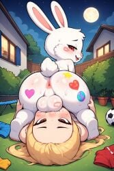 0 ai_generated backyard big_ass big_butt bug_balls bunny cub facefuck facefuck_oral_position facefucking facesitting furry human jaylus_ai_testing_(artist) kissmarks lagomorph male/female night night_sky outdoors outside rabbit stickers young