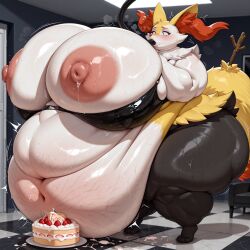 ai_generated anthro ass_bigger_than_head ass_expansion belly belly_expansion belly_inflation belly_overhang big_ass big_breasts braixen breast_expansion breasts_bigger_than_head expansion fat fat_belly furry furry_female game_freak huge_ass huge_breasts huge_nipples hyper hyper_ass hyper_breasts hyper_nipples inflation large_ass large_breasts massive_ass massive_breasts nintendo nipples pokemon pokemon_(species) tagme tenshi1499 thick_thighs tight_clothes tight_clothing weight_gain