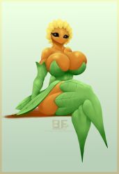 1girls big_breasts borisfed cleavage dress female plant plant_girl plant_humanoid plants_vs_zombies sitting sketch sunflower_(pvz) thighhighs