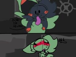 blush digital_media_(artwork) duo fellatio female genitals hi_res inv_(rain_world) male male/female oral penile penis pink rain_world saint_(rain_world) sex slugcat videocult