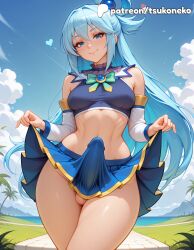 1futa 2026 2boys ai_assisted ai_generated anime aqua_(konosuba) artist_name beach blue_hair blue_sky bulge clothes_lift cloud cock detached_sleeves dick erection explicit foreskin futanari hi_res high_quality high_resolution highres kono_subarashii_sekai_ni_shukufuku_wo! konosuba lifted_by_self multiple_boys otoko_no_ko outdoors patreon patreon_username penis phimosis rule_63 skirt skirt_hold skirt_lift sky smile stable_diffusion testicles thighhighs tsukoneko watermark