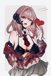 1girls au_ra black_bra bra breasts brown_hair exposed_breasts female final_fantasy final_fantasy_xiv horns long_hair red_eyes scales valentine's_day xaela