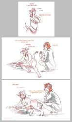 2019 blush breath canid canine canis clothing collar crouching dialogue discarded_clothing domestic_dog duo english_text eyewear eyewear_on_head female feral forced forced_transformation gender_transformation genitals genitals_shrinking gloves goggles goggles_on_head good_girl growth hair handwear human human_to_feral loss_of_dexterity loss_of_speech male mammal mtf_transformation multi_nipple multicolored_hair nipples panting penis penis_shrinking penis_to_vagina_tf red_hair species_transformation strawberrytfs tail tail_growth text transformation