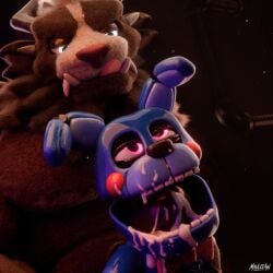 1:1 3d_(artwork) abs afterglownsfw all_the_way_through animatronic anthro balls big_balls big_penis blender_(artwork) blender_cycles_(artwork) bodily_fluids bottomless bottomless_anthro bottomless_male bow_tie charr chromatic_aberration claws clothed clothing corridor cum cum_in_mouth cum_inside cum_on_face cum_on_penis cum_through depth_of_field digital_media_(artwork) duo english_text fangs felid feline five_nights_at_freddy's fucked_silly fur genital_fluids genitals guild_wars hi_res horn humanoid hybrid joints lagomorph leporid living_condom machine male male/male mammal medical_instrument office on_model pecs penetrable_sex_toy penetration penis portrait precum puppet_bonnie_(fnafsl) rabbit robot scientific_instrument scottgames sex sex_toy sister_location standing tagme teeth text tongue unknown_artist wall_(structure) widescreen wire