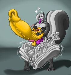 absurd_res after_vore anthro balls big_balls big_penis bone bone_disposal bulge churning cock_vore duo feral generation_1_pokemon genitals hi_res huge_balls huge_cock hyper hyper_balls hyper_genitalia hyper_penis hyper_sex knot male male/male mammal mephitid muscular nintendo nipples nude pecs penile penis pikachu pokemon pokemon_(species) sex skunk tongue vein vore wolfgerlion64 xavier_(skunkx)