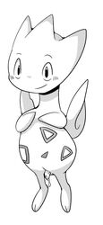 1boy blush doneru male male_only monochrome pokémon_(species) pokemon pokemon_gsc smile solo togetic wings