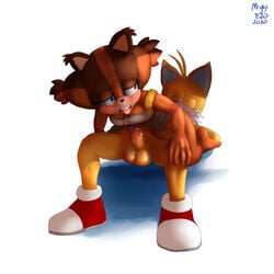 1boy 1girls anthro big_balls feet mrguy820 pussy sonic_(series) sonic_the_hedgehog_(series) sticks_the_badger sticks_the_jungle_badger sticks_the_tejon tails