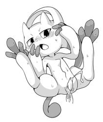 anal cumming doneru ejaculation male_only mega_mewtwo_y mewtwo monochrome open_mouth pokemon pokemon_(species) pokemon_rgby pokemon_xy sweat