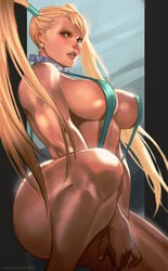 1girls big_breasts blonde_hair breasts female female_only kasai_x3 lejeanx3 long_hair looking_at_viewer muscular muscular_female nipples nipples_visible_through_clothing one-piece_swimsuit rainbow_mika sling_bikini solo solo_female street_fighter swimsuit thick_thighs thighs tied_hair twintails url watermark