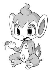 blush chimchar doneru feral fire male male_only monkey monochrome no_humans open_mouth pokémon_(species) pokemon pokemon_(species) pokemon_dppt primate solo