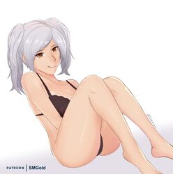 1girls bare_legs female fire_emblem fire_emblem_awakening licking_lips nintendo robin_(fire_emblem) robin_(fire_emblem)_(female) smgold solo solo_female tongue tongue_out underwear underwear_only white_hair