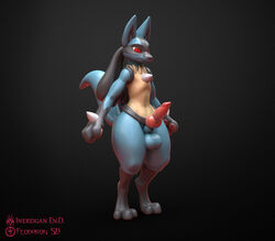 2020 3d 3d_model animal_genitalia animal_penis anthro balls black_body black_fur blue_body blue_fur canine_penis erection feodaron_sd fur genitals hi_res inereigan knot lucario male male_only nintendo nude penis pokemon pokemon_(species) red_eyes sheath solo spikes standing video_games yellow_body yellow_fur