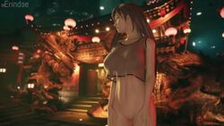 16:9_aspect_ratio 3d animated areolae artist_name bare_shoulders belly_button big_breasts bottomless bouncing_breasts breasts chinese_lantern cleft_of_venus closed_eyes crop_top decorations erindae extremely_large_filesize eyes_closed female female_focus final_fantasy final_fantasy_vii final_fantasy_vii_remake fishnet fishnet_shirt fishnet_top fishnet_topwear fishnets ghost_nipples hand_on_hip hands_on_own_thighs house labia labia_majora large_breasts large_filesize long_hair looking_to_the_side mp4 navel night nipples_visible_through_clothing no_panties no_sound perky_breasts pink_nipples see-through solo solo_focus stomach subtle_pussy swinging_breasts tifa_lockhart translucent vagina video wind