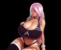 1girls aelyx animated bare_shoulders barely_contained belly belly_button big_breasts black_background bouncing_breasts bra breast_expansion breasts cleavage clothed clothed_female clothes clothing female female_only fia_(aelyx) heavy_breathing huge_breasts human human_only humanoid large_breasts midriff navel pink_hair solo solo_female sports_bra swelling thighhighs thighs thong