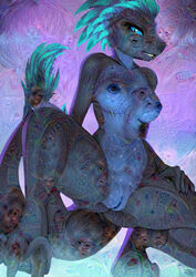 anthro completely_nude crouching deepdream female fidzfox half-closed_eyes looking_at_viewer pussy reptile scalie smile solo