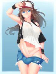 1futa abs absurd_res areolae arm_up armpits ball_bulge balls balls_in_shorts balls_under_clothes belly big_testicles blue_background blue_eyes breasts brown_hair bulge curvy erect_nipples erection eye_contact eyelashes fit futa_only futanari genital_fluids hat high_resolution hilda_(pokemon) huge_cock huge_penis human intersex large_balls large_breasts long_hair long_penis looking_at_viewer midriff minishorts navel necrosmos nintendo nipple_bulge nipples no_bra pale-skinned_futanari penis penis_out pokemon pokemon_bw ponytail pose precum precum_drip see-through see-through_clothing see-through_top shirt shorts shorts_down smile source_request standing sweat teeth thick_thighs thighs thong thong_down tight_shorts torn_clothes torn_shorts veins veiny_penis very_high_resolution vest white_border white_shirt white_thong wide_hips