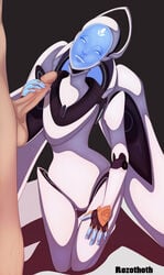 2d cole_cassidy echo_(overwatch) handjob kneeling overwatch overwatch_2 penis robot robot_girl rozothoth smile technophilia unseen_male_face