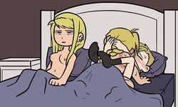 1girls 2boys alphonse_elric annoyed blonde_hair brothers cuckquean edward_elric female femboy fullmetal_alchemist homuncuius100 homunculus100 incest winry_rockbell yaoi