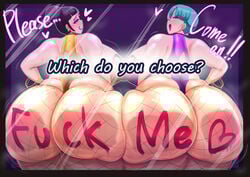 2girls against_glass areolae ass ass_on_glass big_ass big_breasts big_butt big_nipples blue_eyes blue_eyeshadow blue_hair blue_lipstick body_writing bottom_heavy breasts bubble_ass bubble_butt bulma_briefs chichi chubby dragon_ball dragon_ball_z earrings erect_nipples eyeshadow fat_ass female female_only glass huge_ass huge_breasts hyper_ass large_ass large_breasts lipstick looking_at_viewer looking_back mature_female milf multiple_girls nipples pink_eyeshadow short_hair text thick_ass thick_legs thick_thighs thighs zxcv