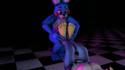 3d animated animatronic blue_body clothed duo female femboy five_nights_at_freddy's five_nights_at_freddy's_2 foot_fetish footjob futanari girly green_eyes jenn_(zp92) lagomorph machine male nipples nude penis rabbit robot sex source_filmmaker terezifaps toy_bonnie_(fnaf) yellow_fur