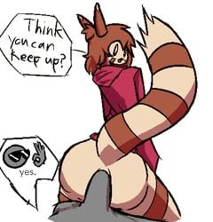 anal anal_sex anon anthro anthro_penetrated anthropomorphic bottomless clothed clothing dakuterooty duo eye_contact eyewear fur furret furry gay grey_body grey_skin human looking_at_viewer low_res male_on_anthro male_on_male male_only male_penetrated male_penetrating male_penetrating_anthro male_penetrating_male mammal nintendo ok_sign on_top original_character penetration pokémon_(species) pokemon pokemon_gsc pov rear_view reverse_cowgirl_position sex simple_background striped_body striped_fur stripes sunglasses tail testicles video_games walking white_background