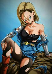 android_18 blonde_hair dragon_ball dragon_ball_z female female_only youngjijii