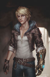 1boy blagburn blonde_hair chest clothed cute ezreal league_of_legends male male_only muscular muscular_male solo