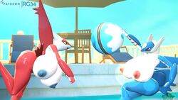 3d female female_latios female_only gender_bender genderswap_(mtf) latias latios legendary_pokemon nintendo pokemon pokemon_(species) pokemon_rse pool rgtdwtbr rule_63 source_filmmaker volleyball