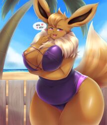 ara_ara big_breasts big_nipples canine eevee eeveelution eyelashes fat female furry imminent_anal larger_female mleonheart nipples no_bra nude_female overweight pokémon_(species) pokemon pokemon_(species) pokemon_rgby slightly_chubby thick_legs thick_thighs wide_hips