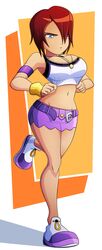 annoyed breasts bursting_breasts cleavage disney huge_breasts kairi kingdom_hearts large_breasts ravenravenraven red_hair square_enix tagme tight tight_clothes tight_clothing tight_shirt
