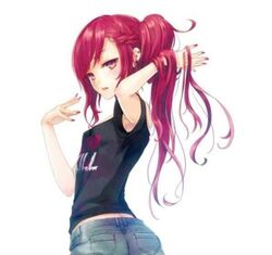 breasts female grumpy jean_shorts petite petite_body red_hair small_breasts