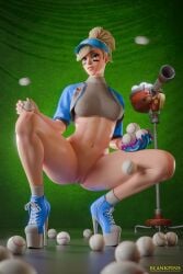 1girls 3d abs angela_ziegler athletic athletic_female balls baseball baseball_ball baseball_cap baseball_uniform blankpins blonde_female blonde_hair bottomless clothed cute eye_black female female_only fit_female hairless_pussy heels high_heel_sneakers high_heels hot_pants light_skinned_female mercy nsfw overwatch overwatch_2 pinup platform_heels pussy short_shirt skimpy_clothes socks solo solo_female sports sportswear squatting sweat sweaty_body toned toned_female