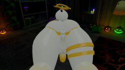 back_view backsack big_ass bottom_heavy bubble_butt donut_anus femboy gflemon47_vr halo posing presenting presenting_anus presenting_ass presenting_hindquarters tagme vrchat vrchat_avatar white_body